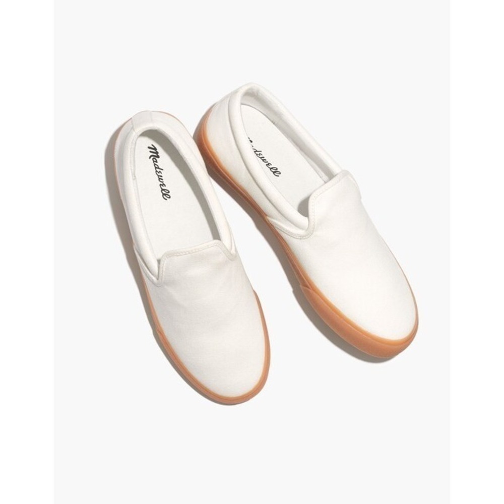 Madewell White Sidewalk Slip-On Canvas Classic Sporty Preppy Sneakers Size 9M